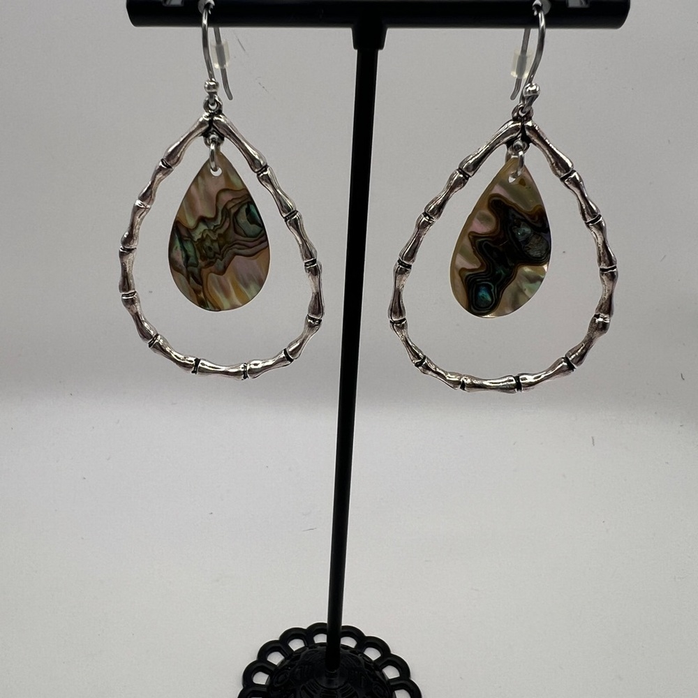 Silver and Abalone shell Teardrop Earrings